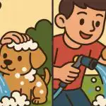 IQ test: nájdite 3 rozdiely na obrázku chlapca a psa