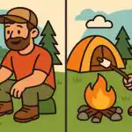 IQ test: nájdite 3 rozdiely na obrázku muža pri ohni